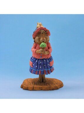 Department 56 Hand-Painted Rabbit Figurine With Ice Cream Vintage Decor Polka Do